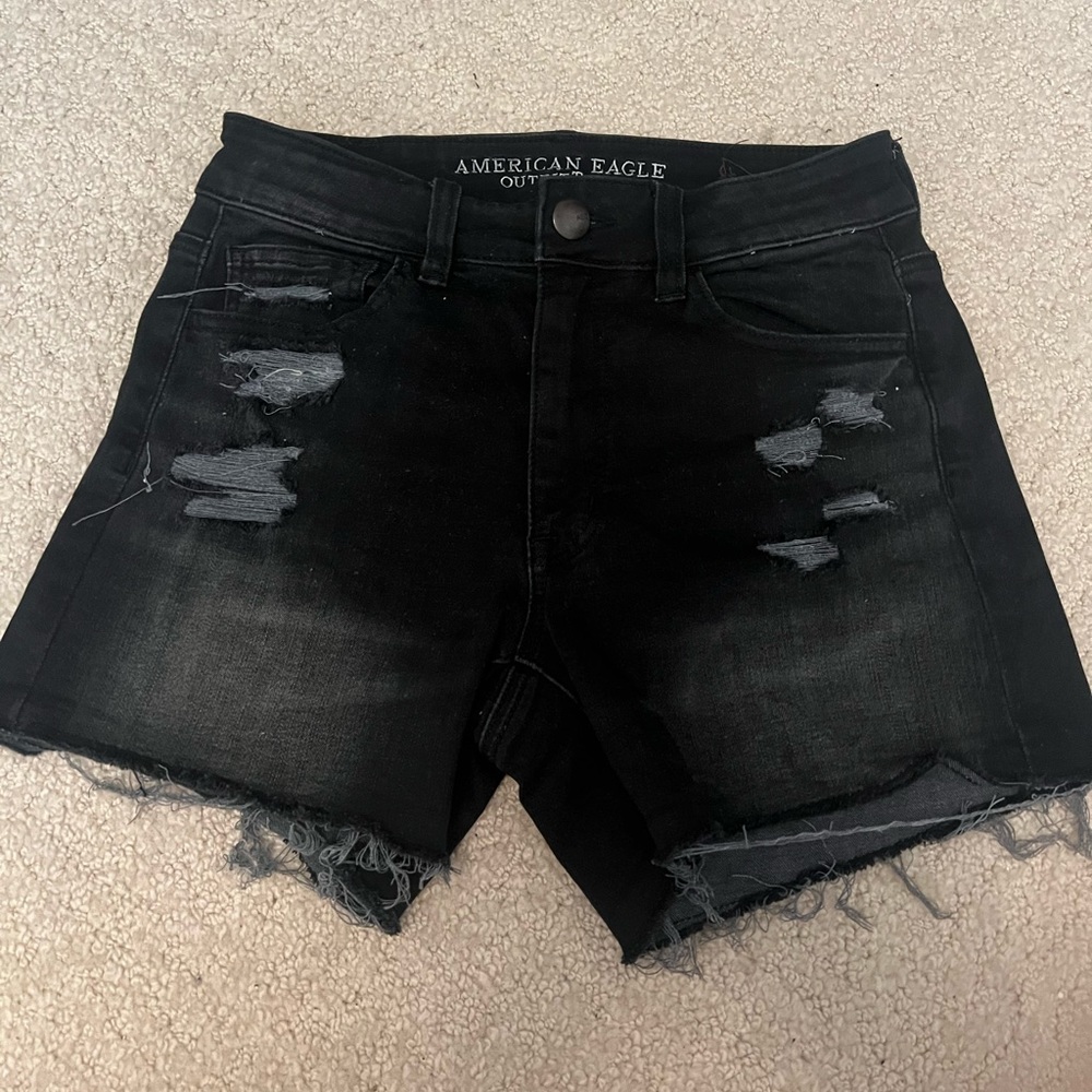American Eagle black denim shorts